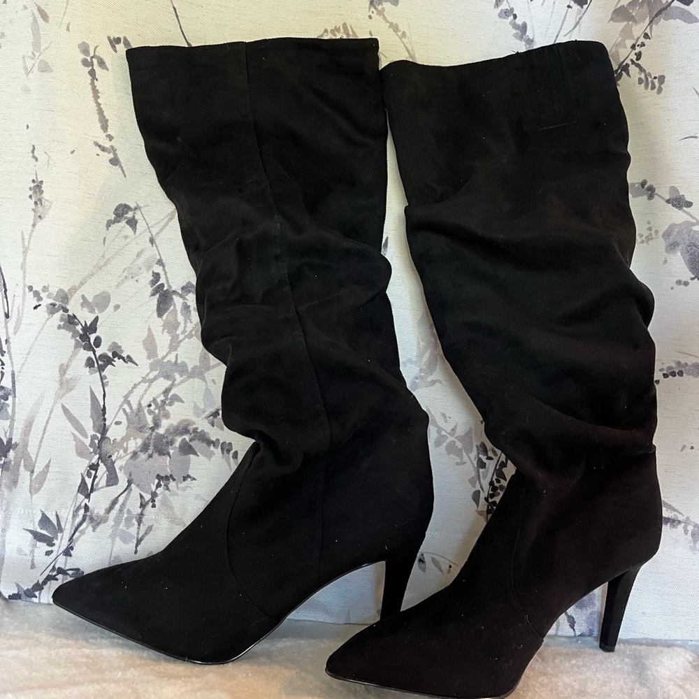 Sexy black high heeled boots size 7.5